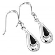 Black Onyx Drop Sterling Silver Earrings, e388